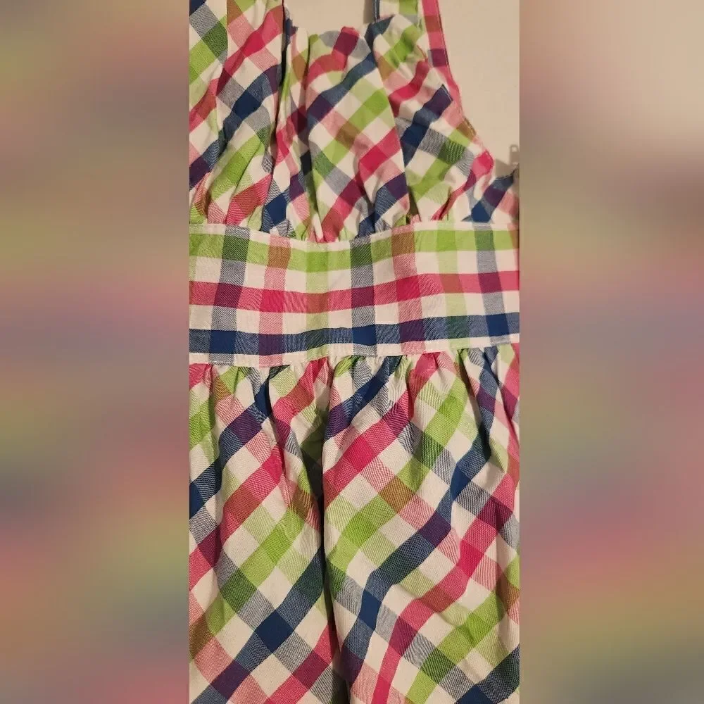 New Gymboree Girls Gingham Multicolor Dress Size 7